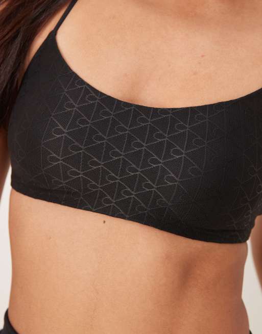 Calvin Klein Jeans - Brassière en tulle à logo monogramme - Noir, 3 de 4