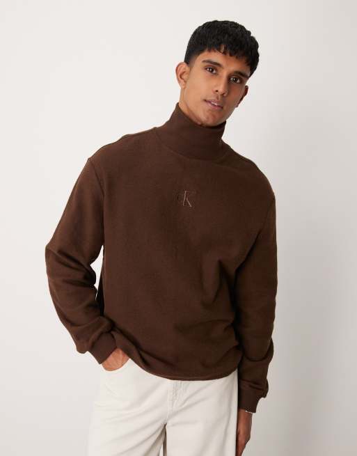 Calvin Klein Jeans – Brązowy miękki sweter z golfem – tylko w ASOS, 3 z 4
