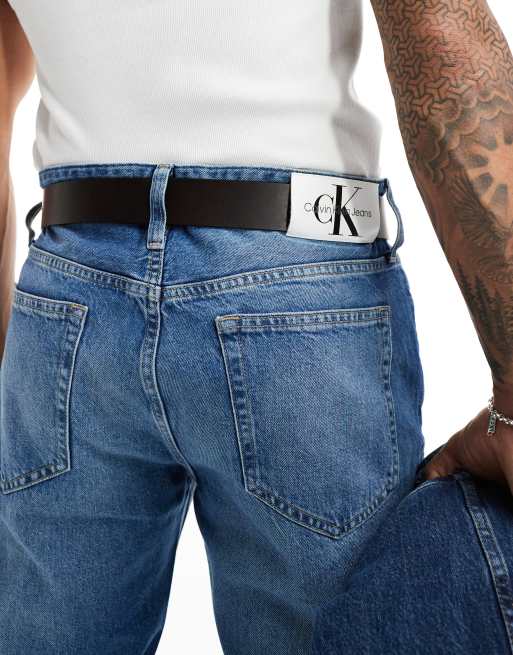 Calvin Klein Jeans – Brązowy skórzany pasek z logo, 3 z 4