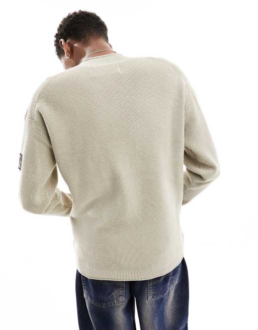 Calvin Klein Jeans – Brungrå, avslappnad tröja med märke, 4 av 4