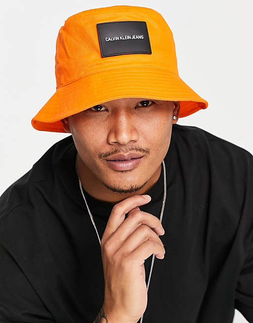 Calvin Klein Jeans bucket hat in vivid orange
