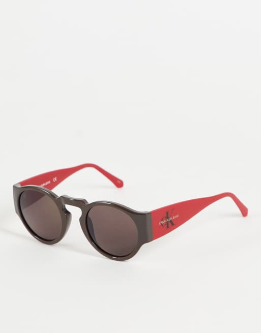 Calvin Klein Jeans burgundy round sunglasses