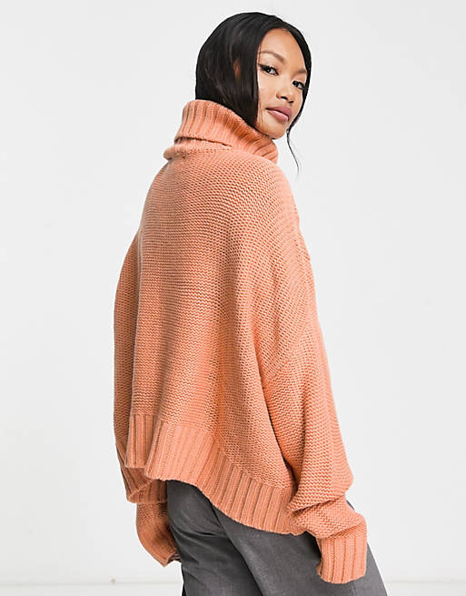 Calvin Klein Jeans cable knit long sleeve turtleneck sweater in orange |  ASOS