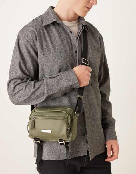 Calvin Klein Jeans - Camera bag a tracolla liscia kaki multitasche - view 1