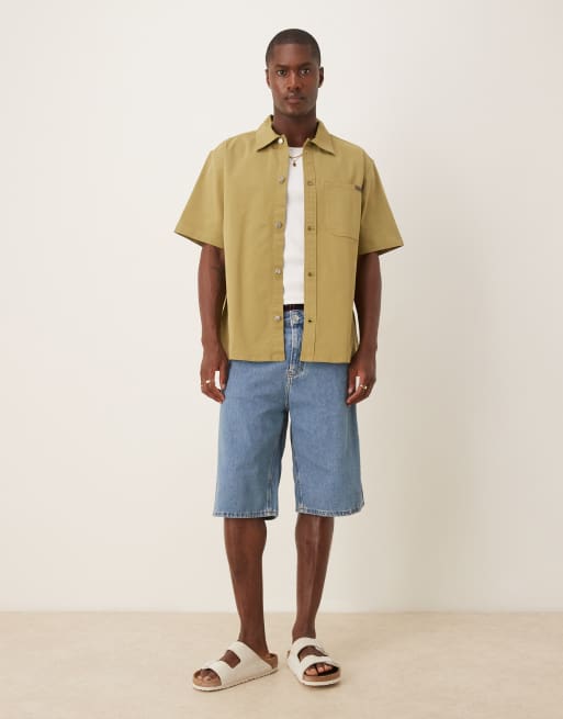 Calvin Klein Jeans - Camicia a maniche corte multitasche verde oliva pallido vestibilità comoda, 4 di 4