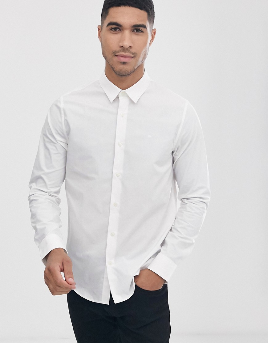 Calvin Klein Jeans - Camicia a maniche lunghe con logo sul petto-Bianco
