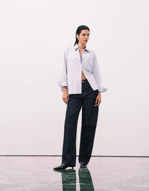 Calvin Klein Jeans - Camicia comoda blu pallido in popeline, 3 di 4