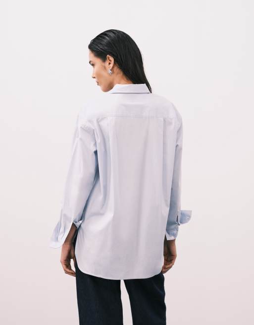 Calvin Klein Jeans - Camicia comoda blu pallido in popeline, 4 di 4