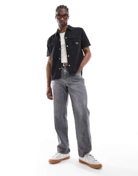 Calvin Klein Jeans - Camicia oversize nera in denim - view 1