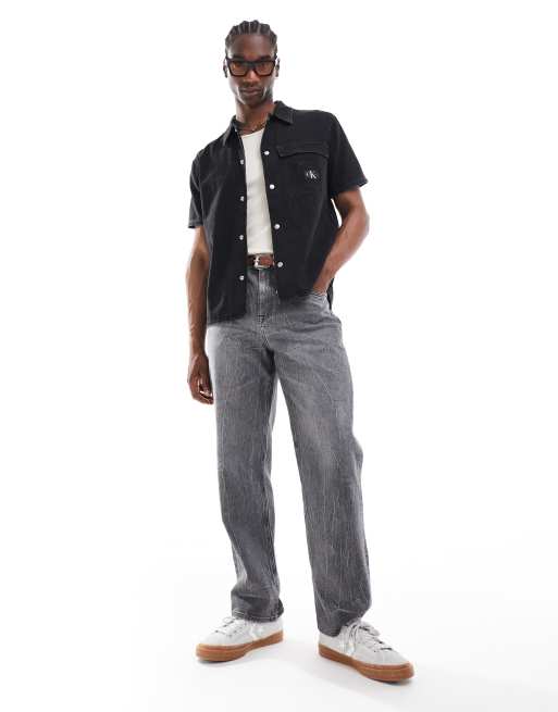 Calvin Klein Jeans - Camicia oversize nera in denim