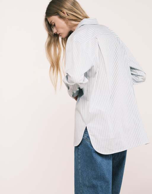 Calvin Klein Jeans - Camicia salvia a righe con logo ricamato, 5 di 5