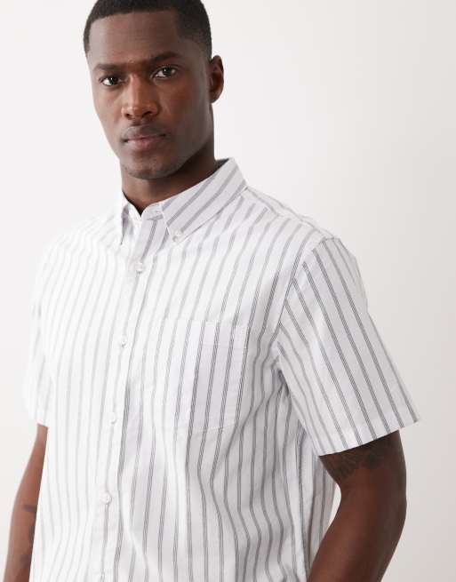 Calvin Klein Jeans - Camisa Oxford blanca con raya diplomática gris, 5 de 5
