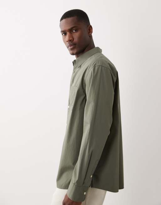Calvin Klein Jeans - Camisa verde oliva holgada de popelina, 4 de 5