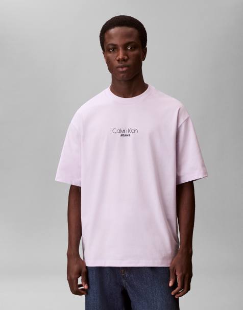 Calvin Klein Jeans - Camiseta lila de corte cuadrado extragrande con estampado gráfico - view 1