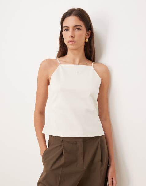 Calvin Klein Jeans – Camisole in Cremeweiß mit Monogramm - view 1