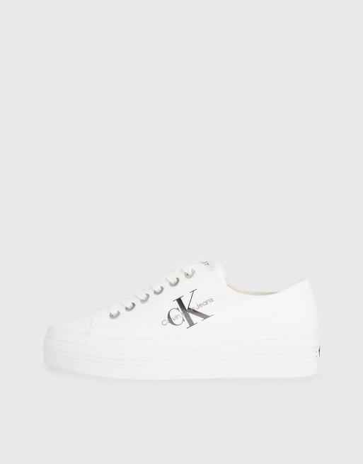 Calvin klein zolah white canvas store flatform trainers