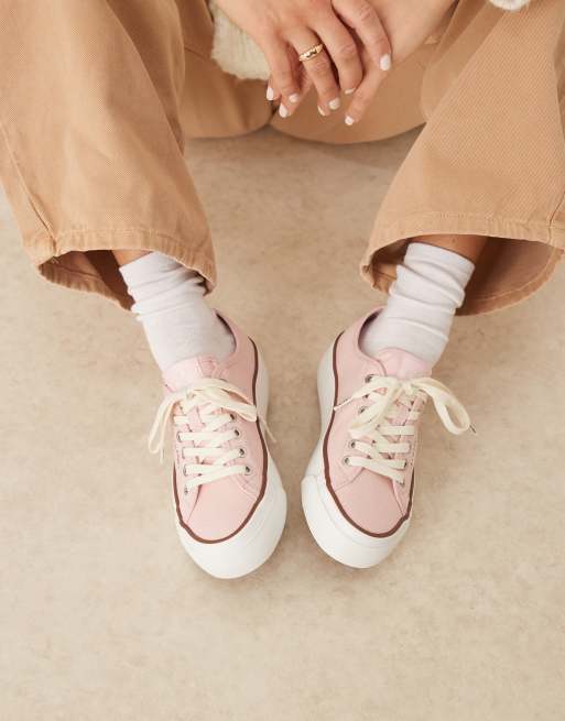 Calvin Klein Jeans - Canvas sneakers met gevulkaniseerde plateauzool in roze