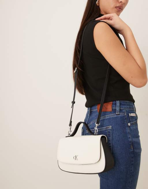 Calvin Klein Jeans canvas top handle purse in white , 4 of 4