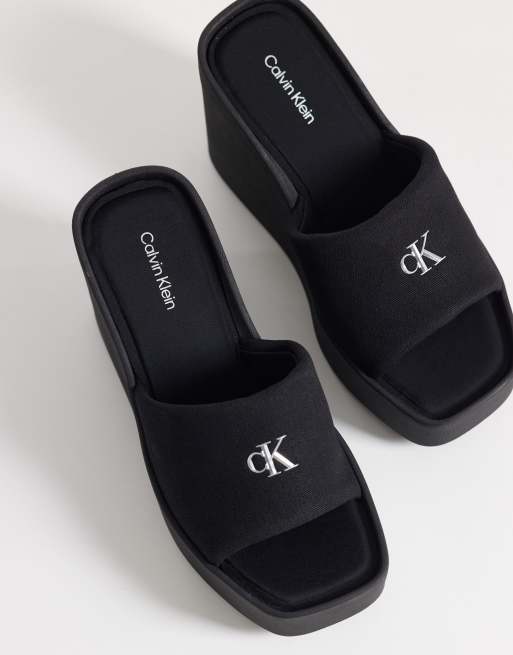 Calvin Klein Jeans canvas wedge sandal in black, 4 of 4