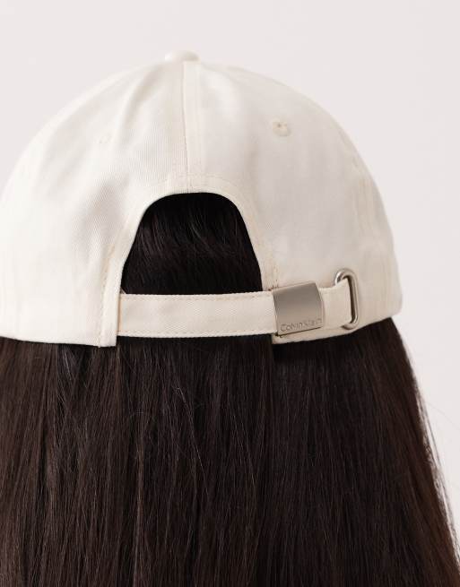 Calvin Klein Jeans - Cappello con visiera color crema con logo ricamato a monogramma, 3 di 3