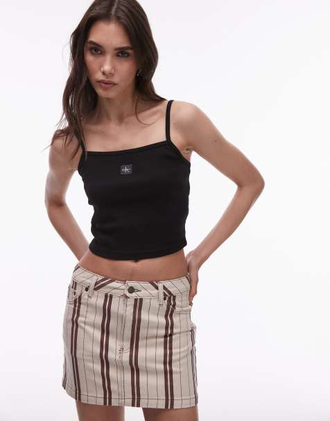 Calvin Klein Jeans - Caraco à bretelles avec étiquette tissée - Noir - view 1