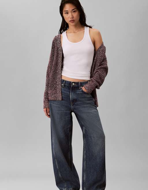 Calvin Klein Jeans cardigan mouliné relaxed en rhododendron, 2 de 6