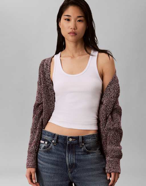 Calvin Klein Jeans cardigan mouliné relaxed en rhododendron, 6 de 6