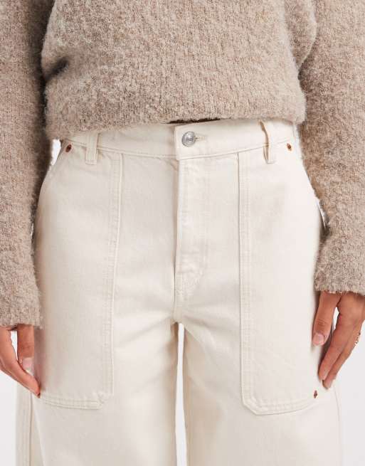 Calvin Klein Jeans cargo jeans in natural raw ecru, 5 of 5