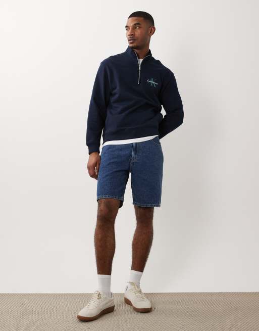 Calvin Klein Jeans cargo jorts in mid wash blue, 2 of 5