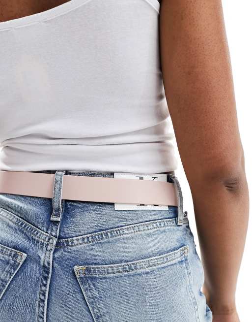 Calvin Klein Jeans - Ceinture 30 mm en cuir à monogramme - Rose clair, 3 de 4