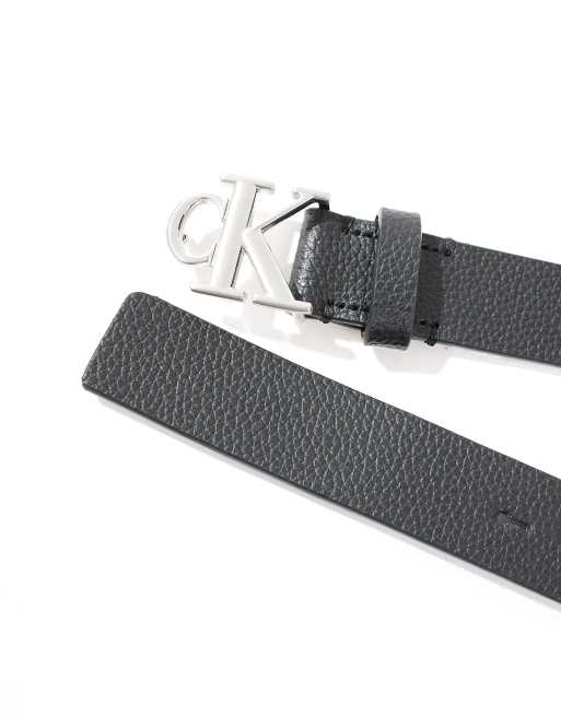 Calvin Klein Jeans - Ceinture en cuir 25 mm avec plaque à monogramme - Noir , 3 de 4