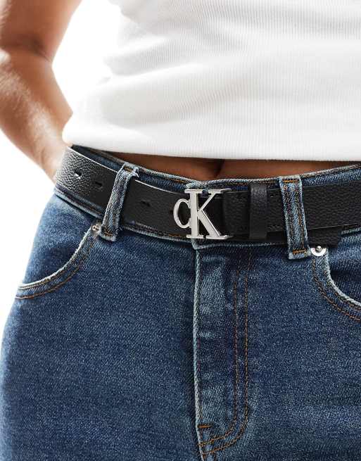 Calvin Klein Jeans - Ceinture en cuir 25 mm avec plaque à monogramme - Noir , 4 de 4