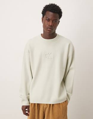 Calvin Klein Jeans Est.1978 Center Embossed Logo Sweater In Neutral