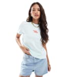 [Calvin Klein Jeans] Calvin Klein Jeans central script logo t-shirt in pale aqua blue-Green M Mint julep