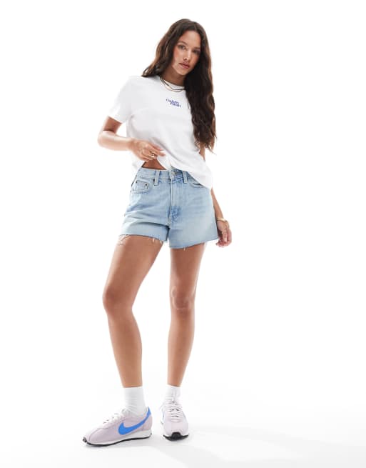 Calvin Klein Jeans central script logo t-shirt in white and blue, 4 of 4