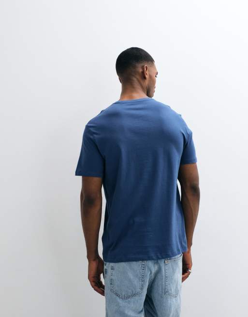 Calvin Klein Jeans centre logo graphic t-shirt in denim blue, 3 of 5