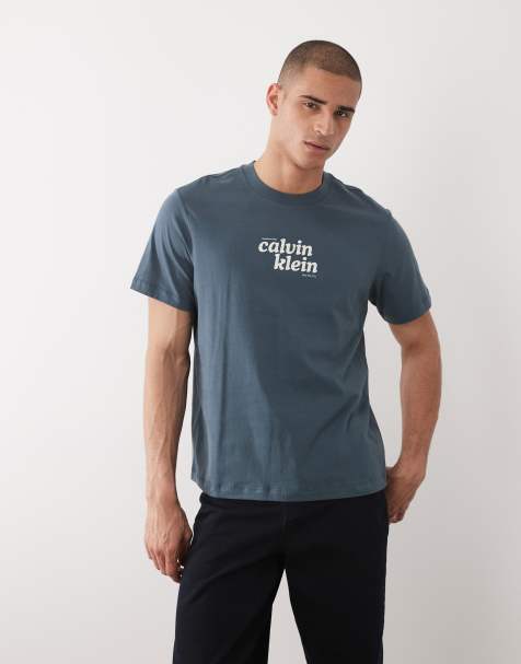 Calvin Klein Jeans centre logo graphic t-shirt in grey - view 1