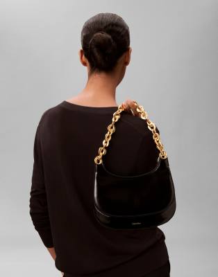 Calvin Klein Jeans Est.1978 Chain Strap Shoulder Handbag In Black