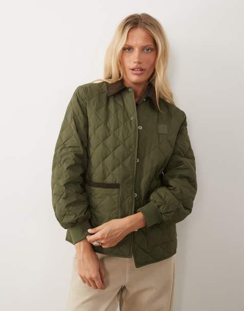 Calvin Klein Jeans - chaqueta ligera guateada con cuello y bajo en contraste en verde oliva - view 1