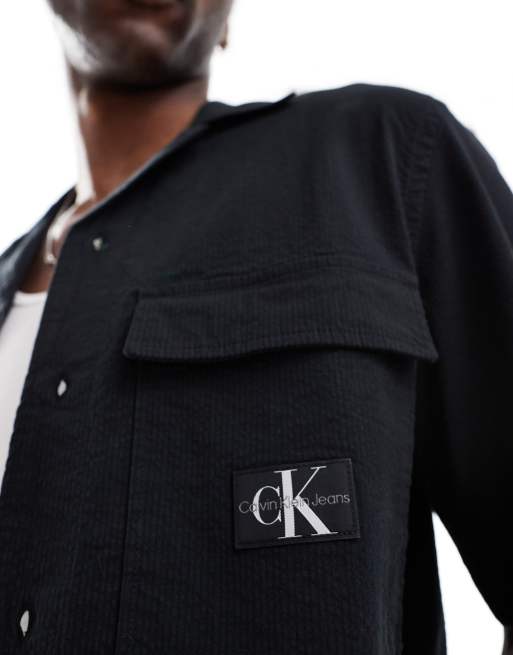 Calvin Klein Jeans - Chemise à manches courtes en crépon - Noir, 2 de 4