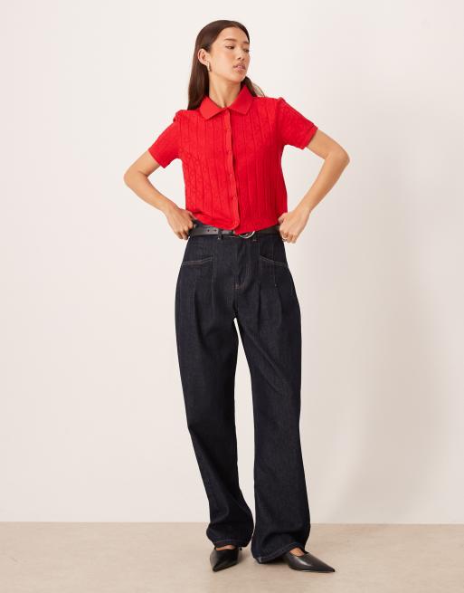 Calvin Klein Jeans - Chemise courte à motif jacquard - Rouge vif, 2 de 4