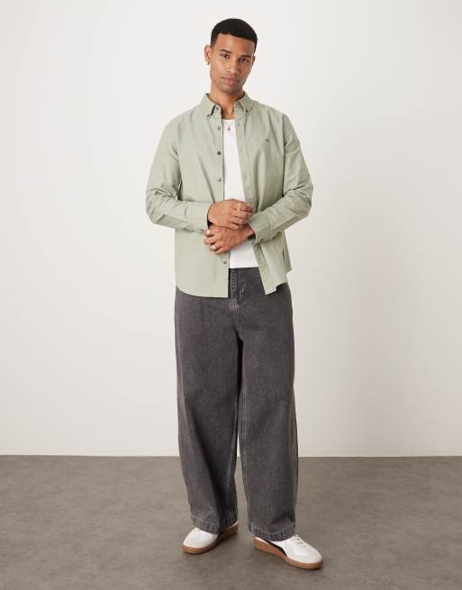 Calvin Klein Jeans - Chemise Oxford à manches longues - Vert pâle, 2 de 4