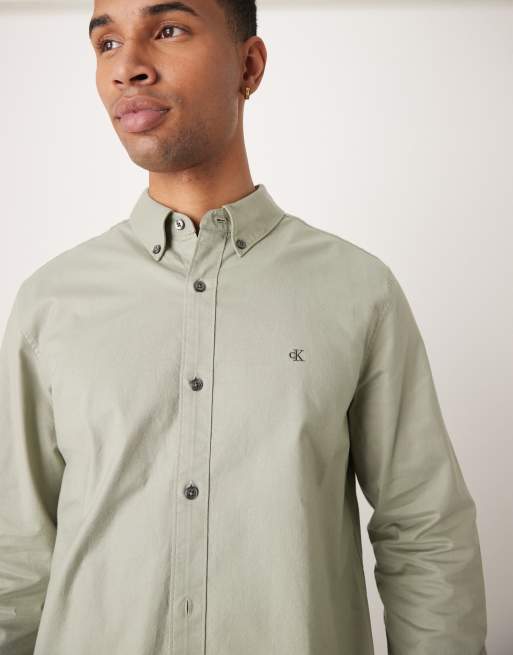 Calvin Klein Jeans - Chemise Oxford à manches longues - Vert pâle, 4 de 4