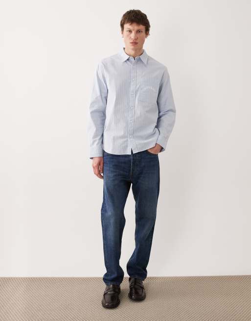 Calvin Klein Jeans - Chemise Oxford à rayures fines - Bleu, 2 de 5