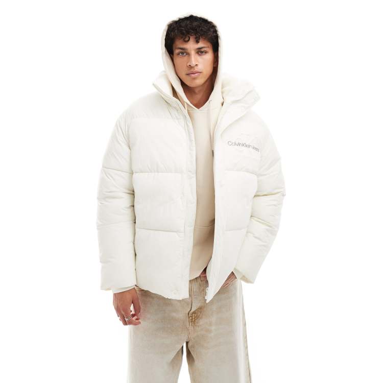 Calvin klein white puffer jacket best sale