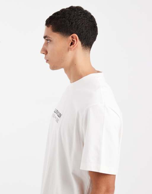 Calvin Klein Jeans chest graphic print t-shirt in white, 4 of 5