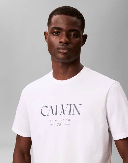 Calvin Klein Jeans chest graphic t-shirt in white, 2 of 4