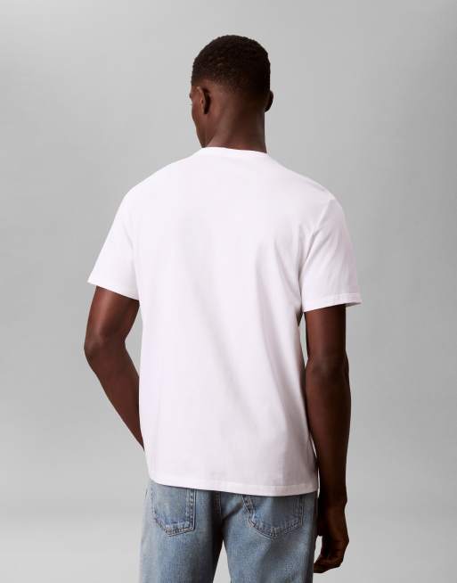 Calvin Klein Jeans chest graphic t-shirt in white, 3 of 4