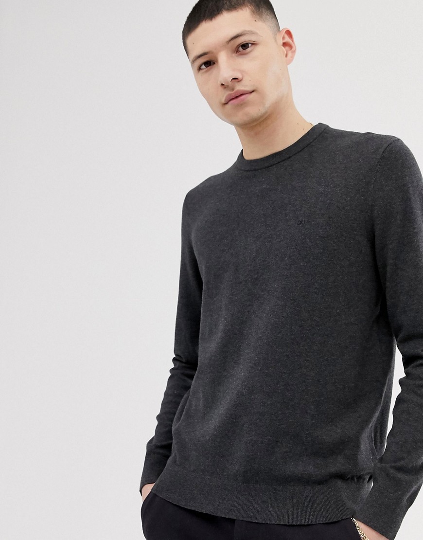 Calvin Klein Jeans chest logo crew neck jumper-Grey