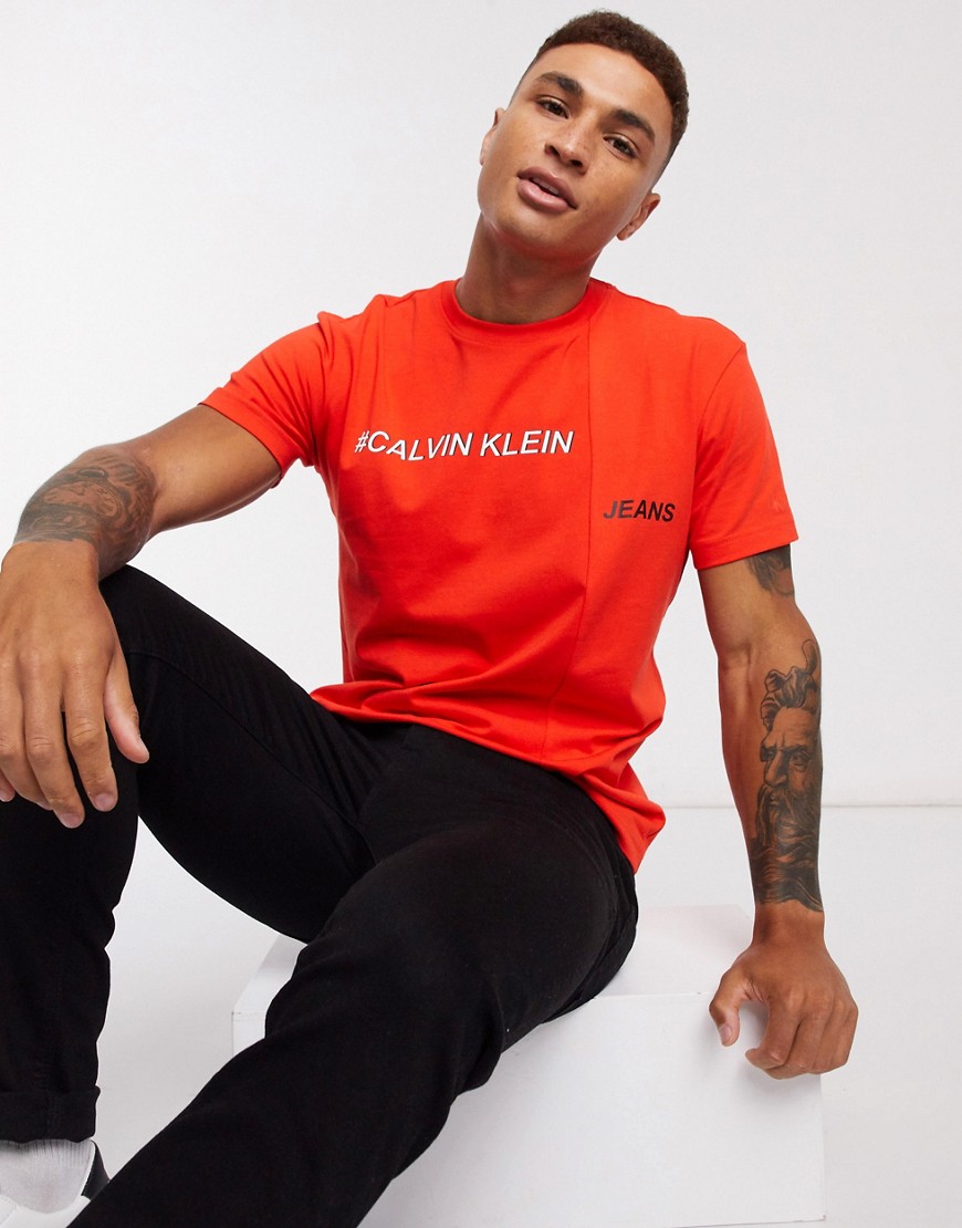 Calvin Klein Jeans chest logo regular t-shirt-Orange